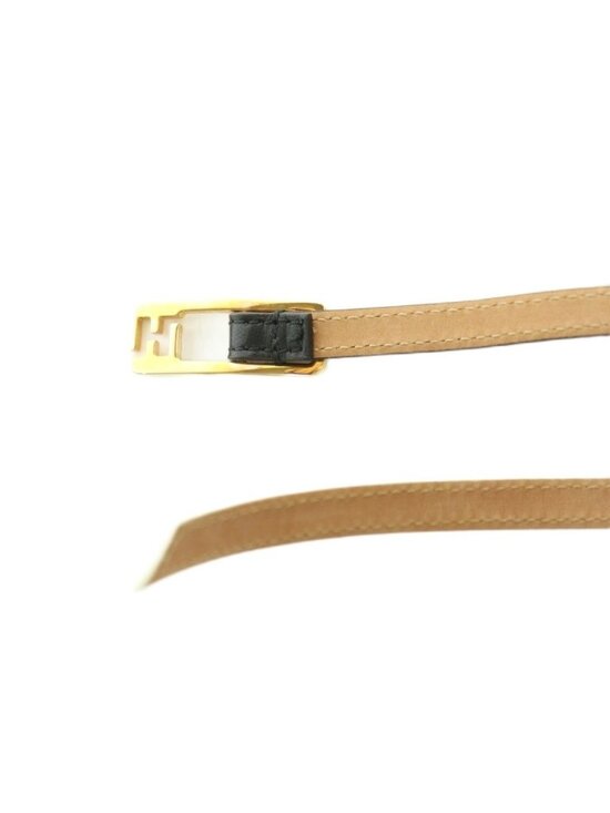 FENDI Black White Reversible Grained Leather Belt 105 7C0460  Fendi Belt Leather Bicolor Slim Black Off White